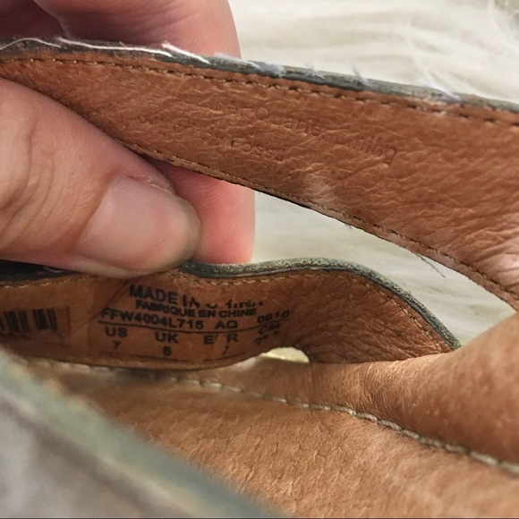 Leather Peep Toe Wooden Espadrille Fossil Wedges - Picture 8 of 8
